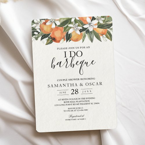 Modern Orange  Flowers Watercolor  Invitation