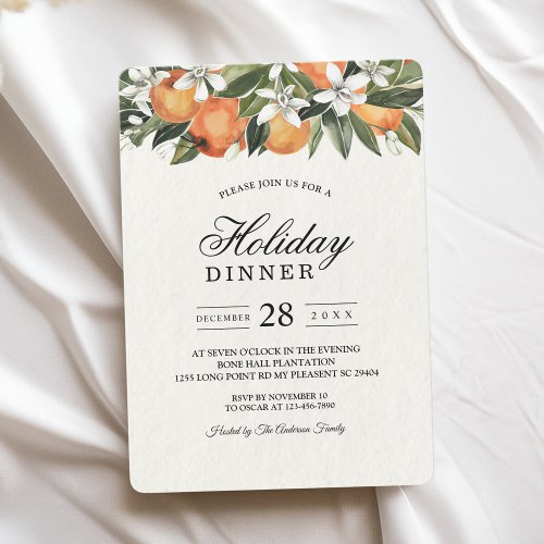 Modern Orange  Flowers Watercolor  Invitation