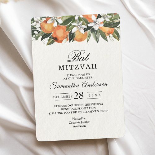 Modern Orange  Flowers Watercolor  Invitation