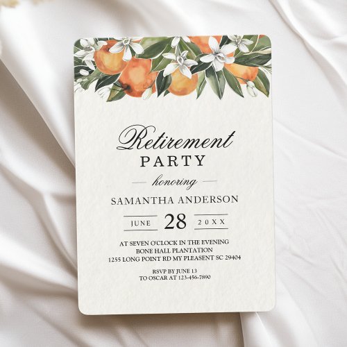 Modern Orange  Flowers Watercolor  Invitation