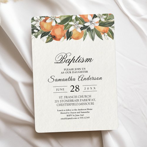 Modern Orange  Flowers Watercolor  Invitation