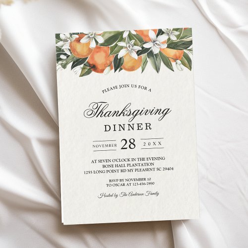 Modern Orange  Flowers Watercolor  Invitation