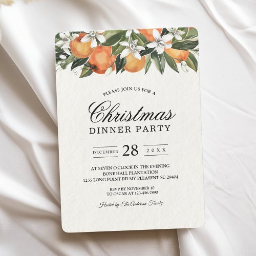 Modern Orange  Flowers Watercolor  Invitation