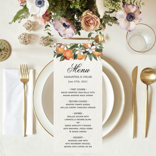 Modern Orange  Flowers Watercolor  Menu