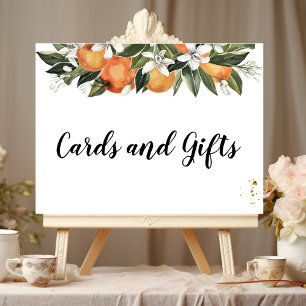 Modern Orange & Flowers Watercolor Poster