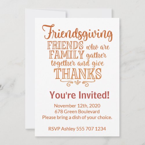 Modern Orange Friendsgiving Invitation