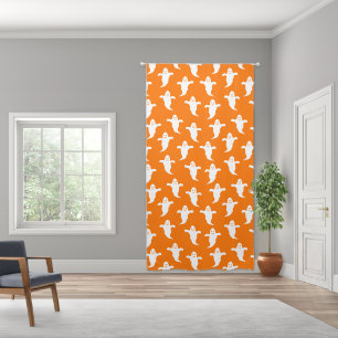Modern Orange Ghosts Halloween Home Decor Blackout Curtains