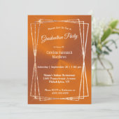 Modern Orange Glitter Frame Graduation Invitation (Standing Front)
