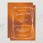 Modern Orange Glitter Frame Graduation Invitation (Front/Back)