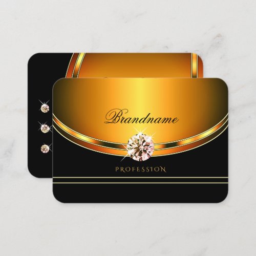 Modern Orange Golden Black Sparkling Rhinestones  Business Card