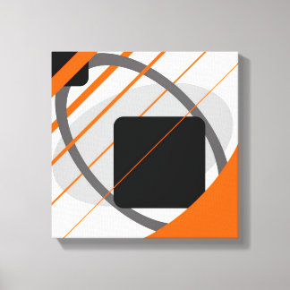 Modern Orange Gray Black Off White Wrapped Canvas Print