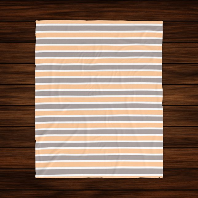 Modern Orange Gray Stripe Pattern  Fleece Blanket (Creator Uploaded)