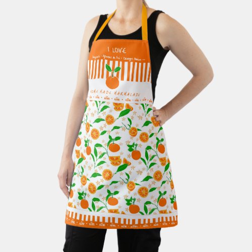 Modern Orange Handdrawn Pattern Apron