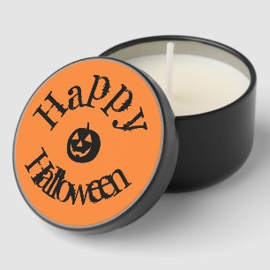 Modern Orange Happy Halloween Pumpkin Mini Candle Favors
