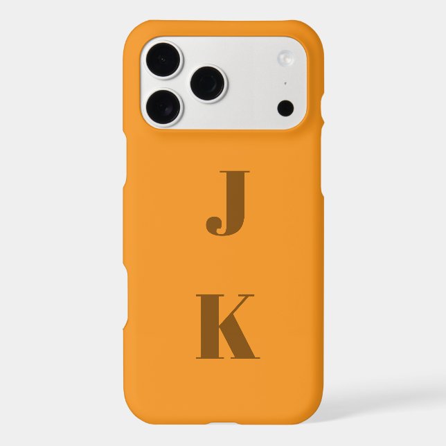 Modern orange initial minimal contemporary iPhone case (Back)