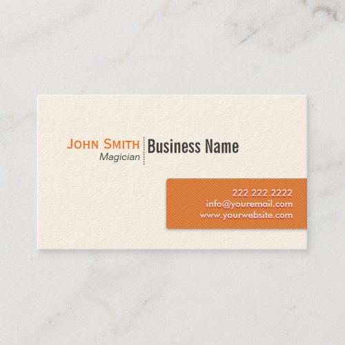 Modern Orange Label Magician Business Card