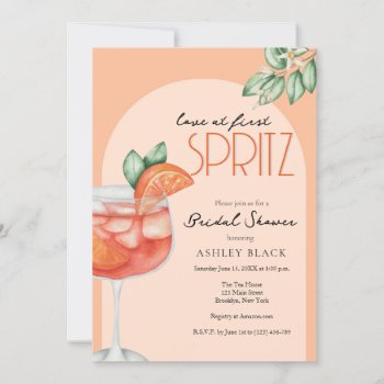 Modern Orange Love At First Spritz Bridal Shower Invitation by PurplePaperInvites at Zazzle