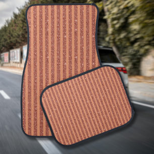 Modern Orange Mango Glitter Style Vertical Stripes Car Floor Mat
