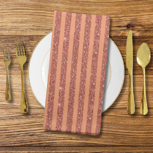 Modern Orange Mango Glitter Style Vertical Stripes Cloth Napkin