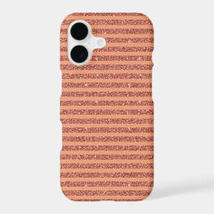 Modern Orange Mango Glitter Style Vertical Stripes iPhone 17 Case