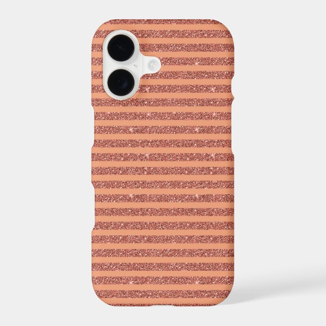 Modern Orange Mango Glitter Style Vertical Stripes iPhone Case (Back)