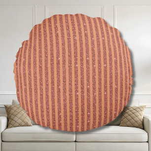 Modern Orange Mango Glitter Style Vertical Stripes Round Pillow