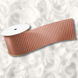 Modern Orange Mango Glitter Style Vertical Stripes Satin Ribbon