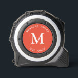 Modern Orange Measure Twice Cut Once Monogram Tape Measure<br><div class="desc">Modern "Measure Twice Cut Once" Quote Monogram design. A minimalist monogram design with a large serif typography initial in a classic font on a solid orange background.</div>