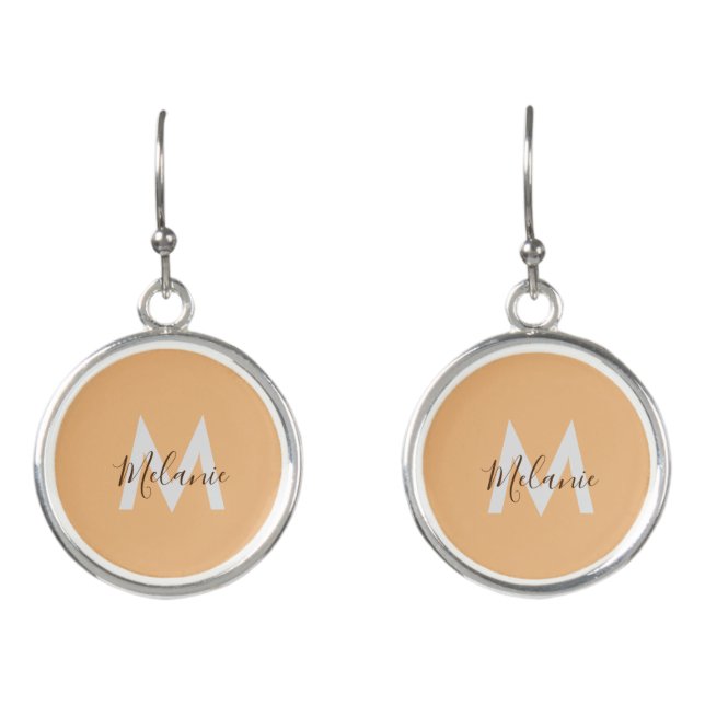  modern orange monogram  earrings (Front)