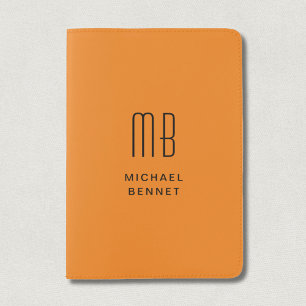 Modern Orange Monogram Passport Holder
