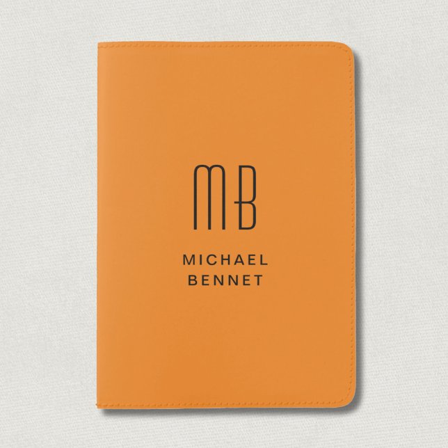 Modern Orange Monogram Passport Holder (Modern Orange Monogram Passport Holder)