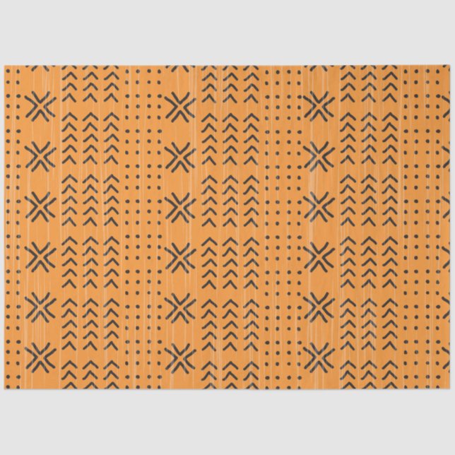 Modern Orange Mudcloth African Pattern Tissue Paper (Front)