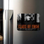 Modern Orange Neon Class of 2024 Photo Graduation Magnet<br><div class="desc">Announce your grad's special achievement with our neon graduation magnets. The modern graduation magnet displays the graduate's horizontal photo with "Class of 2024" in orange neon lettering. Personalize the photo graduation magnet by adding the graduate's name and school name. The graduation photo magnet is perfect for both high school and...</div>