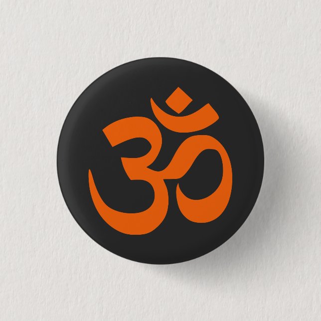 Modern Orange Om Button (Front)
