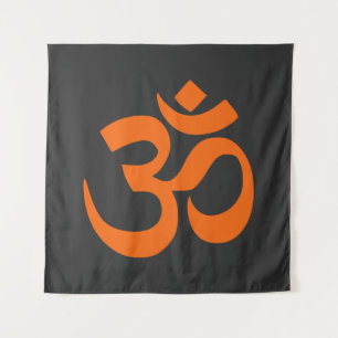 Modern Orange Om Tapestry