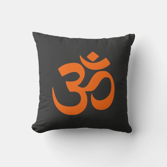 Modern Orange Om Throw Pillow (Front)