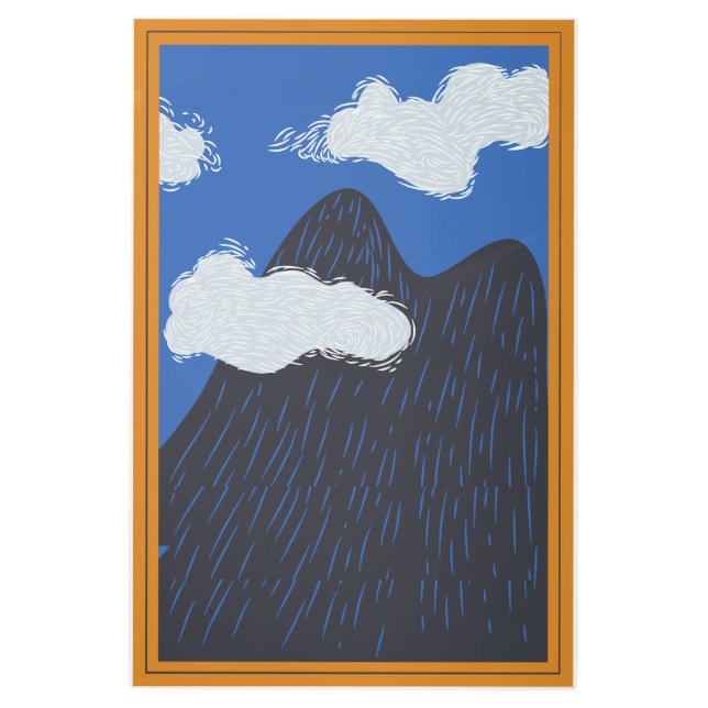 Modern orange painted navy blue brown abstract  metal print (Front)