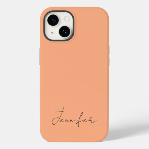 Modern Orange Pastel Chic Script Personalized Case_Mate iPhone 14 Case