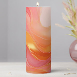 Modern Orange Pink and Gold- Pillar Candle