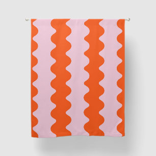 Modern Orange Pink Groovy Stripe Minimalist Spring Blackout Curtains