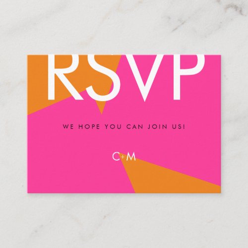 Modern Orange Pink RSVP Wedding Enclosure Card