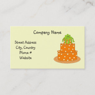 Modern Orange Polka Dot Cake Design Business Card