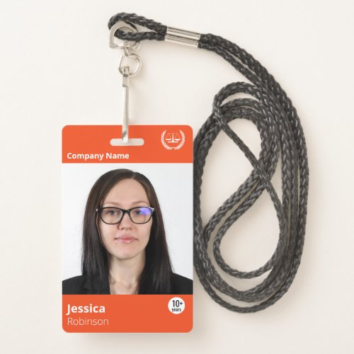 Modern Orange Professional Company ID Employee Badge