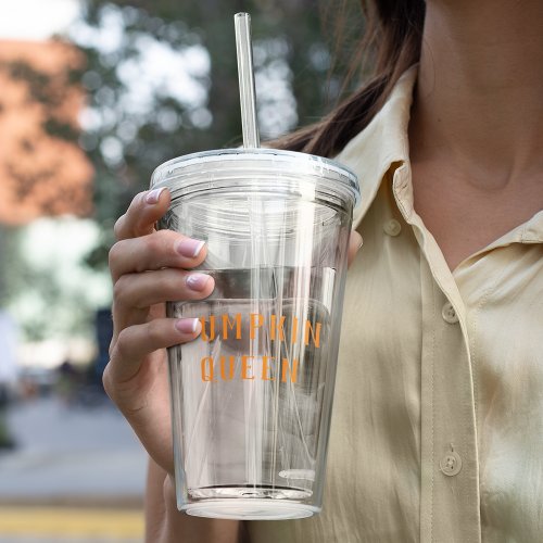 Modern Orange Pumpkin Queen Best Gift Acrylic Tumbler