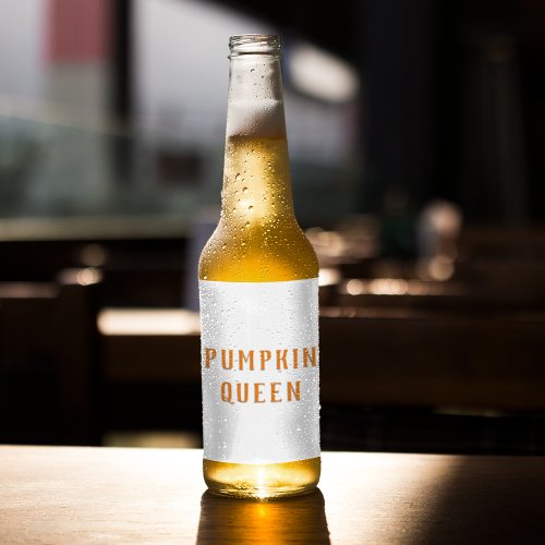 Modern Orange Pumpkin Queen Best Gift Beer Bottle Label