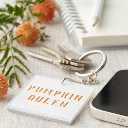 Modern Orange Pumpkin Queen Best Gift Keychain