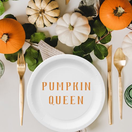 Modern Orange Pumpkin Queen Best Gift Paper Plates