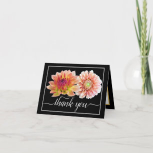 Modern Orange Red Dahlias Botanical Chic Thank You Card
