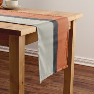 Modern Orange Red Navy Dark Gray Stripe Pattern Short Table Runner