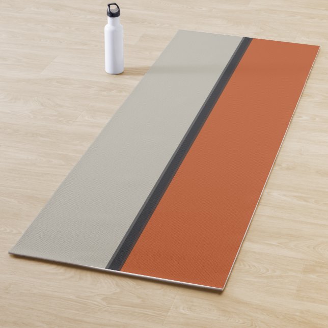 Modern Orange Red Navy Dark Gray Stripe Pattern Yoga Mat (In Situ)